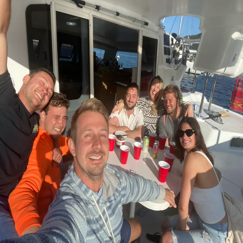 Friends spending time together on a boat.