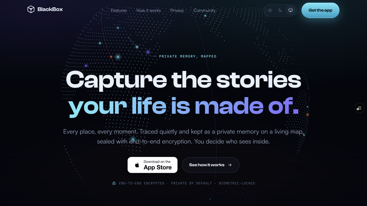 Blackbox homepage: Capture the stories your life is made of.